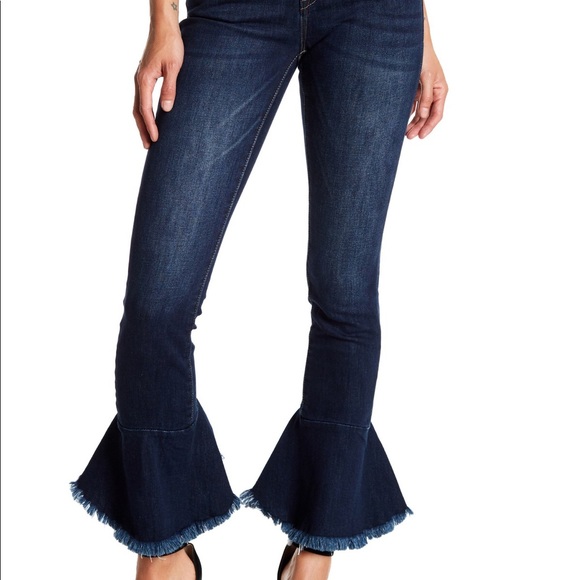 Blank NYC Pants - Blank Denim NYC Ruffle Raw Hem Flare Skinny
